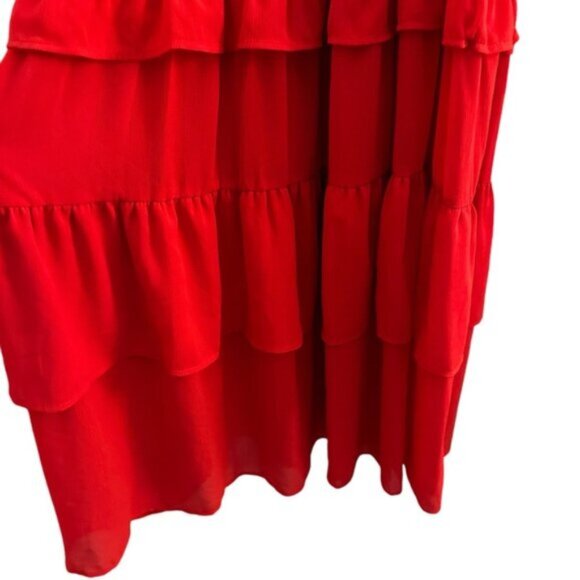 NWT Flying Tomato | Red Chiffon Tiered Ruffled Maxi Dress Size Small - Picture 4 of 11